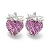 Brass Micro Pave Cubic Zirconia Stud Earrings EJEW-Q015-13P-01-2