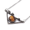 Gemstone Triangle with Flower Pendant Necklace NJEW-P274-01AS-4