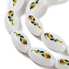Printing Glass Oval Beads for Necklaces Bracelets Making GLAA-B020-01A-07-4