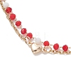 Bohemian Handmade Faceted Rondelle Glass Beaded Chains & 304 Stainless Steel Cable Chain 2-Strand Anklets for Women AJEW-AN00780-6