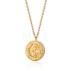 Stylish Stainless Steel Flat Round with Moon Pendant Necklaces for Women's Daily Wear XY3014-2-2