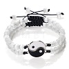 Adjustable Round White Cat Eye Beaded Stretch Bracelet Sets GW3439-7-1