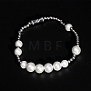 Minimalist Imitation Pearl & 304 Stainless Steel Round Beaded Stretch Bracelets KM8315-2-2