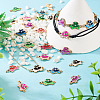 24Pcs 6 Colors Alloy Enamel Connector Charms ENAM-TA0001-58-6