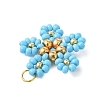 Beaded Flower Charms PALLOY-MZ01347-01-2