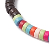 Synthetic Turquoise & Coconut Beads Stretch Bracelets for Women BJEW-JB12527-01-4