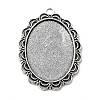 Tibetan Style Antique Silver Alloy Flat Oval Pendant Cabochon Settings LS-TIBEP-M022-58AS-1