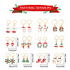 12 Pairs 12 Style 304 Stainless Steel Christmas Dangle Leverback Earrings EJEW-SC0001-34-2