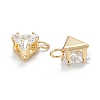 Brass Clear Cubic Zirconia Charms ZIRC-G170-15-4