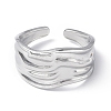 Non-Tarnish 304 Stainless Steel Open Cuff Ring for Women RJEW-C046-09P-2