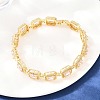 Square Brass Micro Pave Clear Cubic Zirconia and Glass Link Chain Bracelets BJEW-T025-04G-04-4