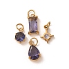 4Pcs 4 Styles 304 Stainless Steel & Glass Pendants GL-CBAC8BB-01G-02-1