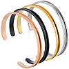 4Pcs 4 Colrs C-Shaped 201 Stainless Steel Grooved Cuff Bangles BJEW-SC0001-66-1