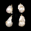 Brass & Pearl Micro Pave Cubic Zirconia Pendants KK-H259-13A-G02-1