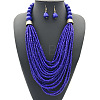 Bohemian Alloy & Resin & Glass Seed Beaded Multilayer Necklaces & Dangle Earrings FS-WG32A45-08-1