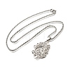 201 Stainless Steel Laser Cut Flower Musical Note Pendant Box Chain Necklaces for Women Men NJEW-E156-02P-4