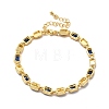 Enamel Evil Eye & Cubic Zirconia Rectangle Link Chain Bracelet BJEW-C029-02G-11-3