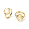 Brass Micro Pave Cubic Zirconia with Natural & Synthetic Gemstone Cuff Open Rings RJEW-T035-01G-M-3