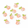 10Pcs Acrylic & Glass Flower Pendants PALLOY-YW00116-06-1