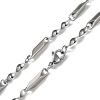 201 Stainless Steel Twist Bar Link Chain Necklaces for Men Women NJEW-G112-04P-3