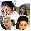 2Pcs 2 Colors Bridal Rhinestones Pearl Mesh Veil Cloth Hair Bands OHAR-BC0001-03-6