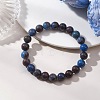 Round Natural Blue Opal Beads Stretch Bracelets for Women Men BJEW-JB13526-1