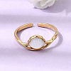 304 Stainless Steel & Natural Shell Cuff Rings for Women RJEW-G372-01G-08-1