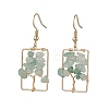 Natural Green Aventurine Chips Tree Dangle Earrings EJEW-JE05734-04-1