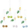 5Pcs 5 Colors Handmade Lampwork with Transparent Glass Bead Pendant Decorations HJEW-YW00463-1