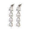 Rack Plating Platinum Tone Brass Cubic Zirconia Studs Earrings for Women EJEW-H310-01P-05-1