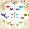 6 Pairs 6 Style Acrylic Butterfly Dangle Hoop Earrings EJEW-FI0001-34-3