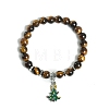 Christmas Theme Natural Tiger Eye Stretch Bracelets PW-WG72984-06-1