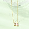 Brass Pave Cubic Zirconia Rectangle & Teardrop Pendant Cable Chain Necklaces KK-CBAB173-05G-09-3