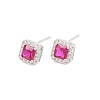 Square Brass Micro Pave Cubic Zirconia Stud Earrings EJEW-Z164-22P-04-5