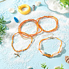 2 Bags Summer Beach Glass Seed Beaded & Natural Shell & Alloy Starfish Charm Anklet Sets AJEW-TA0003-69C-5