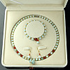 Natural Jadeite Round Beaded Necklaces & Beaded Bracelets & Dangle Earrings Sets WGE6446-05-1