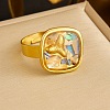 304 Stainless Steel & Paua Shell Finger Rings WG99608-01-1