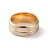 Two Tone 201 Stainless Steel Grooved Line Finger Ring for Women RJEW-I089-41GP-3