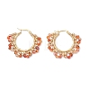 Brass Natural Carnelian Hoop Earrings EJEW-TA00782-01-2