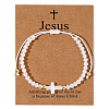 Adjustable Sea Shell Cross & Faceted Rondelle Glass Braided Bead Bracelets for Women AZ6679-5-1