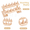 2-Tier 12-Slot Wood Finger Ring Display Risers RDIS-WH0011-19-3