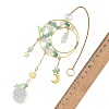 Natural Green Aventurine & Brass Ring Suncatcher with 304 Stainless Steel Sun Moon Star Charm HJEW-JM05009-02-3