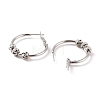 201 Stainless Steel Beaded Hoop Earrings with 304 Stainless Steel Pin for Women EJEW-F280-25P-2