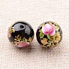 Flower Picture Printed Glass Round Beads LS-GLAA-J087-12mm-A09-2