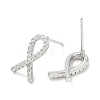 Rack Plating Brass Micro Pave Clear Cubic Zirconia Stud Earrings for Women EJEW-M260-15P-2