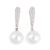 Rack Plating Brass Clear Cubic Zirconia ABS Pearl Earrings EJEW-S219-15P-09-1