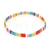 Bohemian Rainbow Glass Flat Double-Hole Bead Striped Women's Stretch Bracelets for Women QS8192-7-1