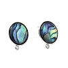 304 Stainless Steel Pave Natural Paua Shell Stud Earring Findings X-STAS-Z125-10P-2