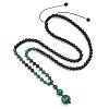 Synthetic Malachite & Frosted Stone Graduated Beaded Round Pendant Adjustable Braided Necklaces for Yoga and Aromatherapy HY9299-2-1
