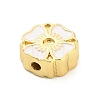 Flower Brass Enamel Bead Rhinestone Settings KK-H527-01G-02-2